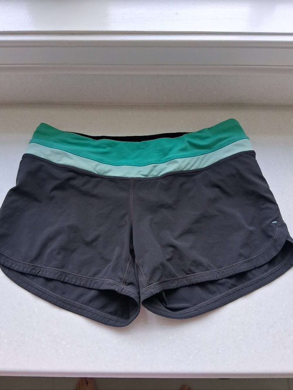 lululemon athletica Black Shorts with Teal and Mint Waistband